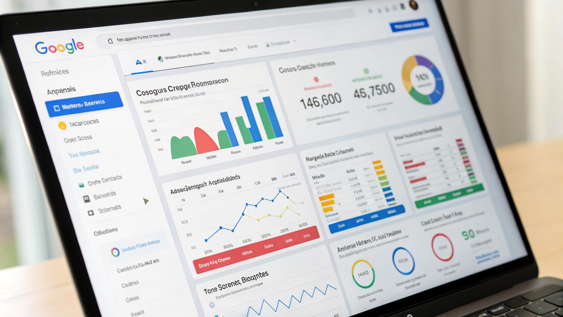 Google Ads search campaign performance and conversion analytics dashboard
