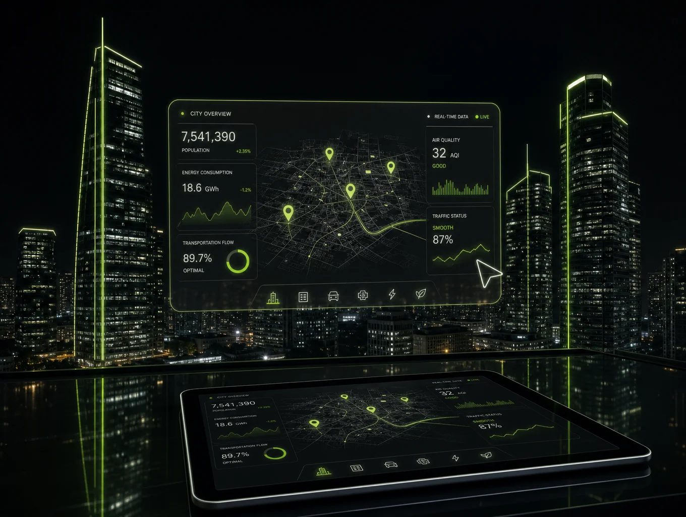Las Vegas local search optimization dashboard and cityscape