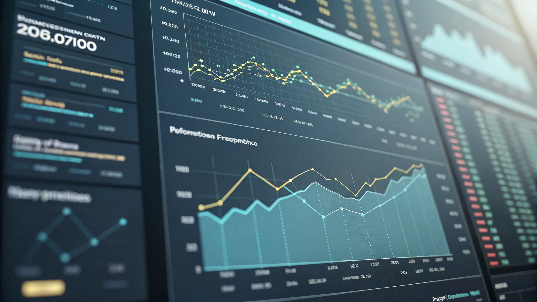 Predictive ROI modeling forecast chart and algorithmic trend simulation dashboard