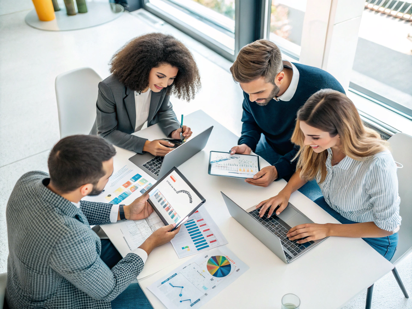 SEO strategists collaborating on marketing strategy