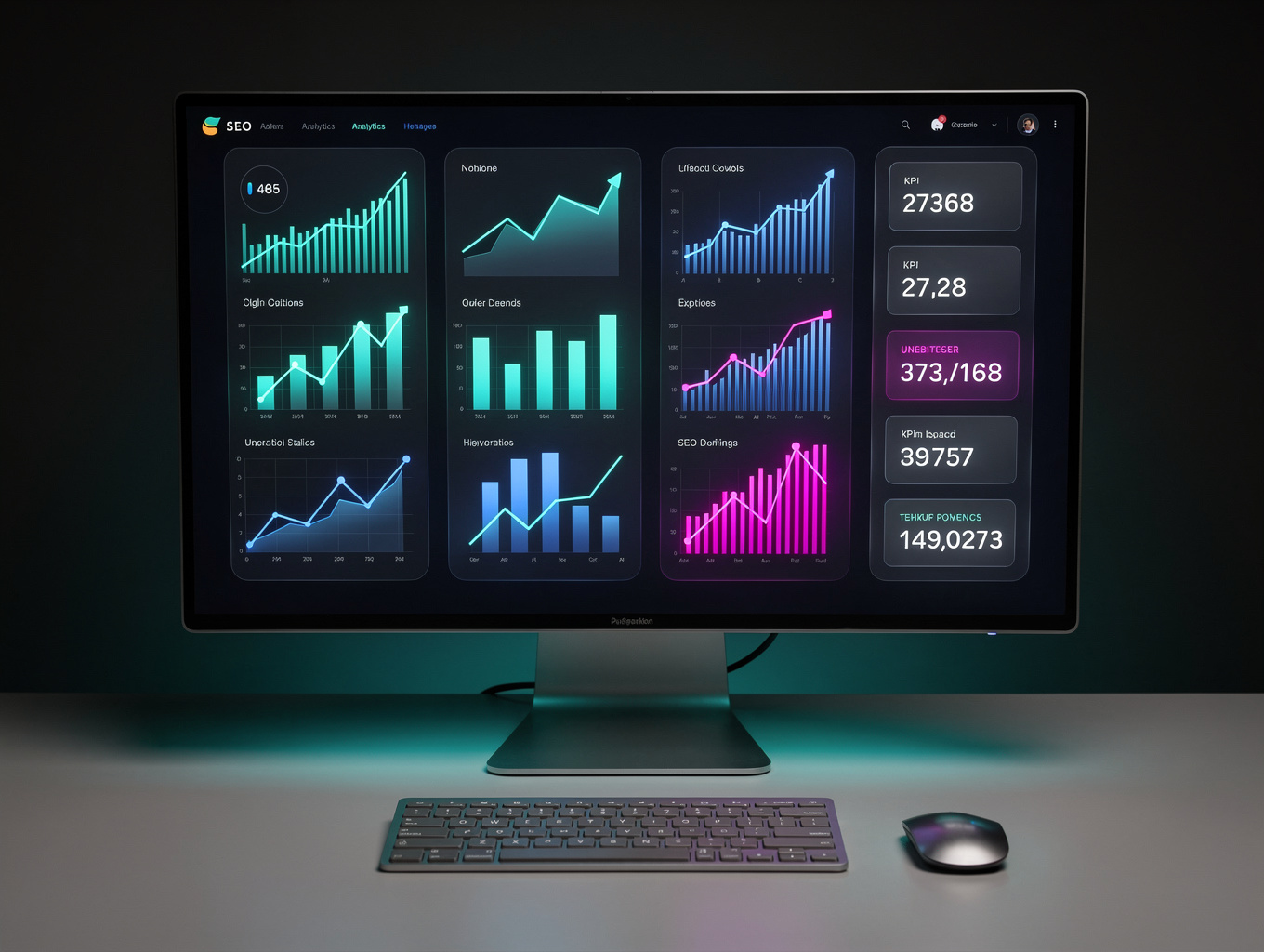 Search engine optimization and organic traffic growth analytics dashboard